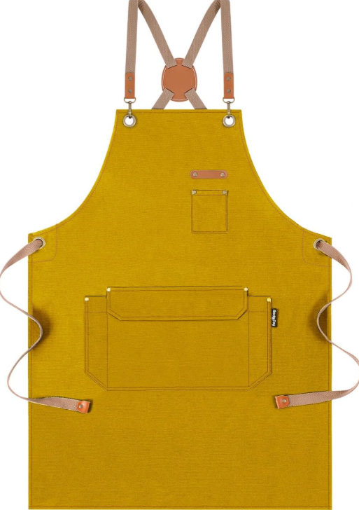 Vintage Canvas Cross-Back Kitchen Apron – Multi-Pocket, Oil-Resistant, and Durable - Image 2