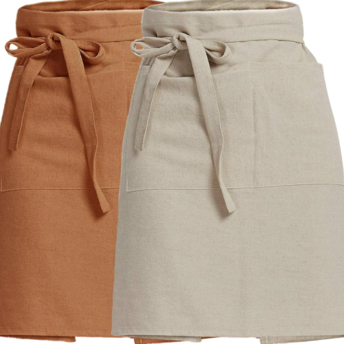 Clay Brown and Off-White Half Apron