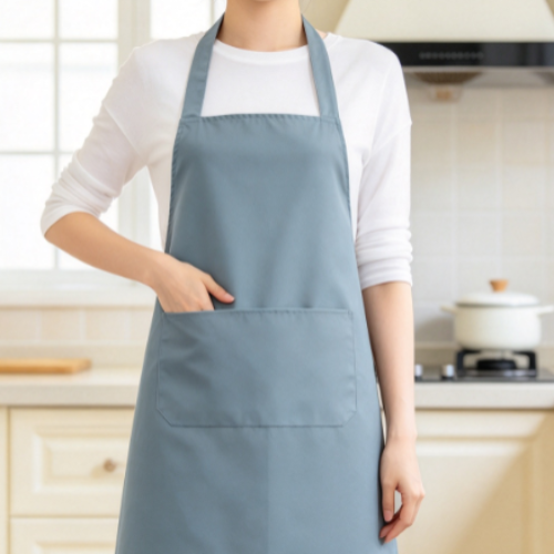 Solid-Color Halter-Neck Kitchen Apron – Oil & Water-Resistant, Minimalist Style