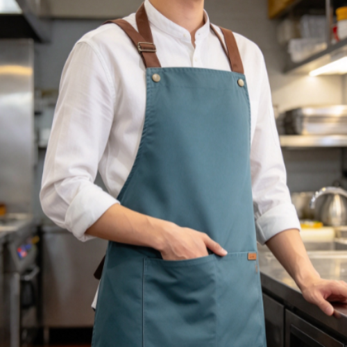Vintage H-Back Work Apron – Solid-Color, Oil-Resistant, Durable Apron for Commercial Kitchens