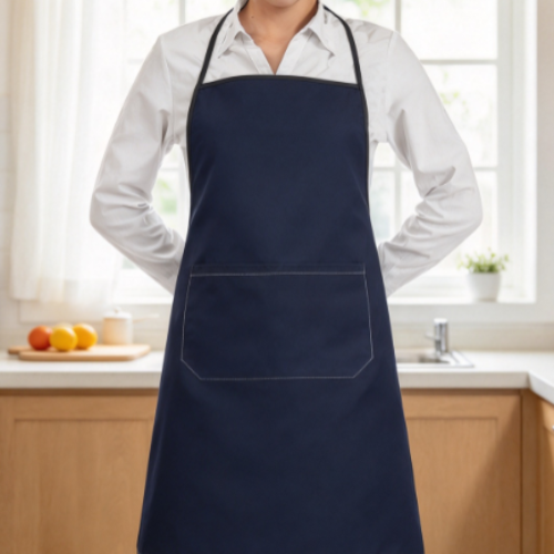 Navy Blue Tie-Back Kitchen Apron – Oil-Resistant & Durable Workwear