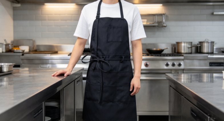 Black Halter-Neck Apron with Ties – Multi-Pocket Commercial Stain-Resistant Apron - Image 2