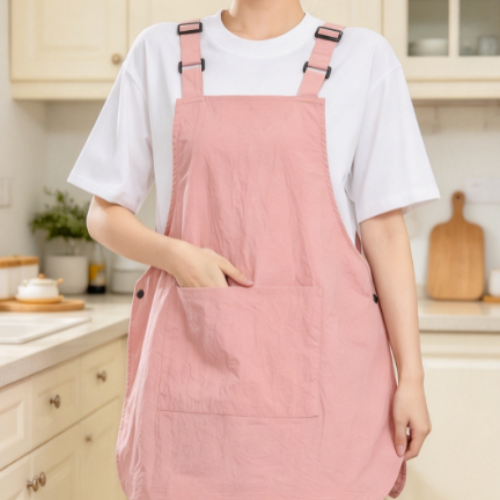 Minimalist Solid-Color Kitchen Apron with Adjustable Straps and Pockets (Oil-proof & Waterproof)