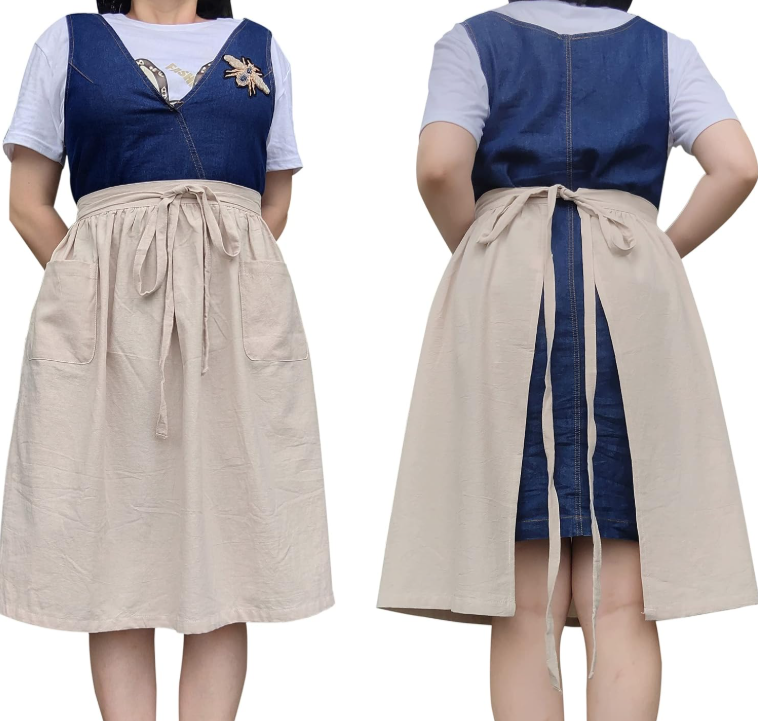 Beige Layered-Style Half Apron