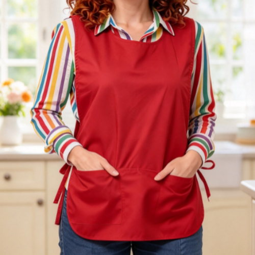 Sleeveless Solid-Color Kitchen Apron – Oil-Resistant with Side Ties