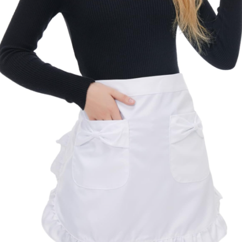 White Ruffled Half-Apron