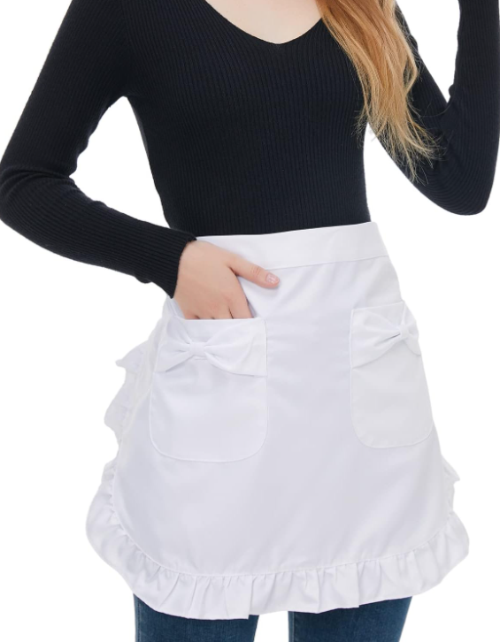 White Ruffled Half-Apron