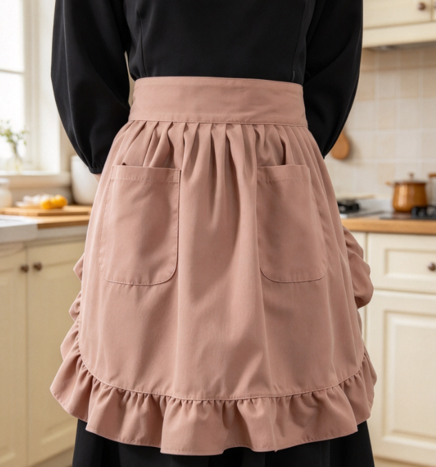 Pink Ruffled Half-Apron